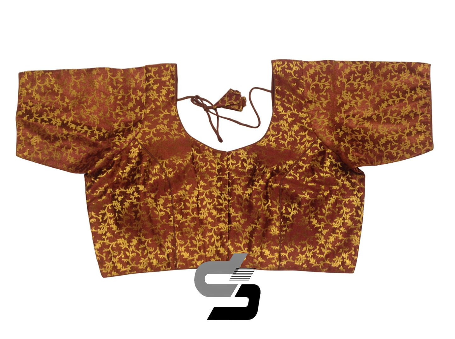 Brown Color Plus Size Brocade Silk Readymade Saree Blouses, Indian Plus Size Blouse