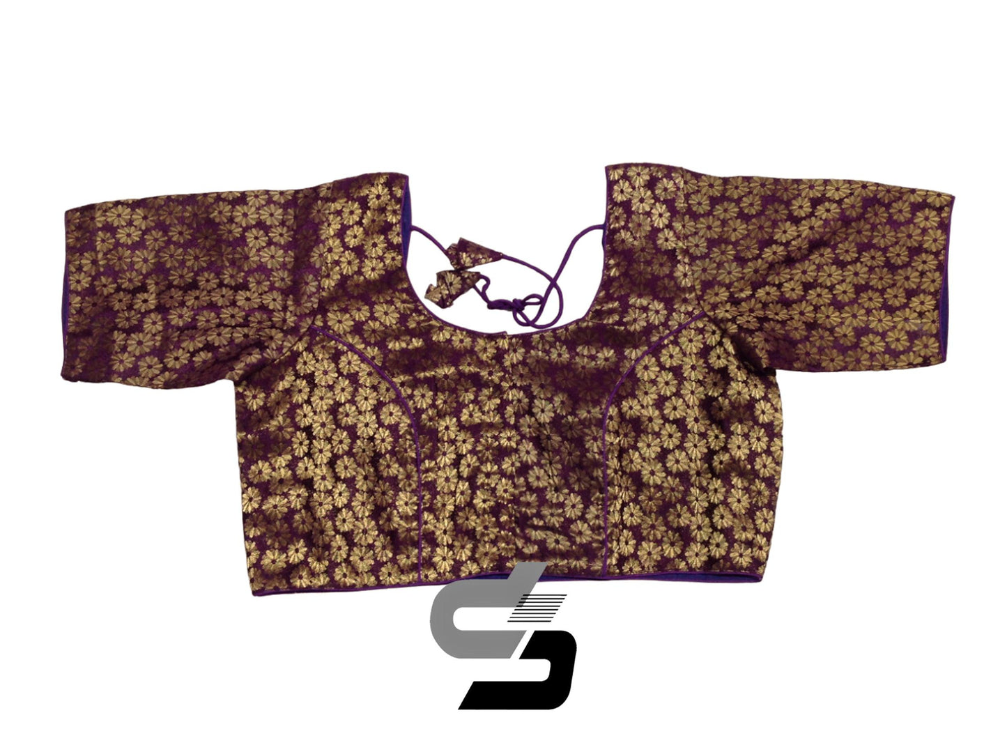 Dark Magenta Color Plus Size Brocade Silk Readymade Saree Blouses, Indian Plus Size Blouse