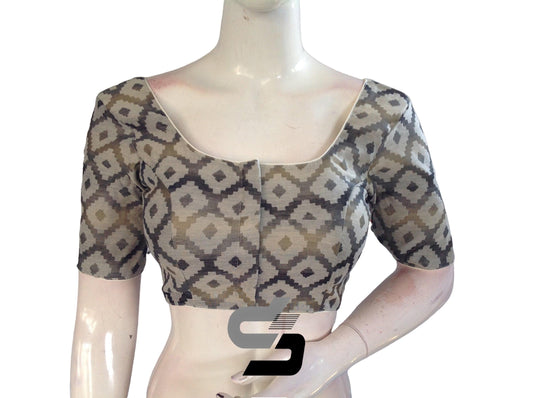 Grey Color Multi silk Readymade Blouse, Indian Saree Blouse - D3blouses