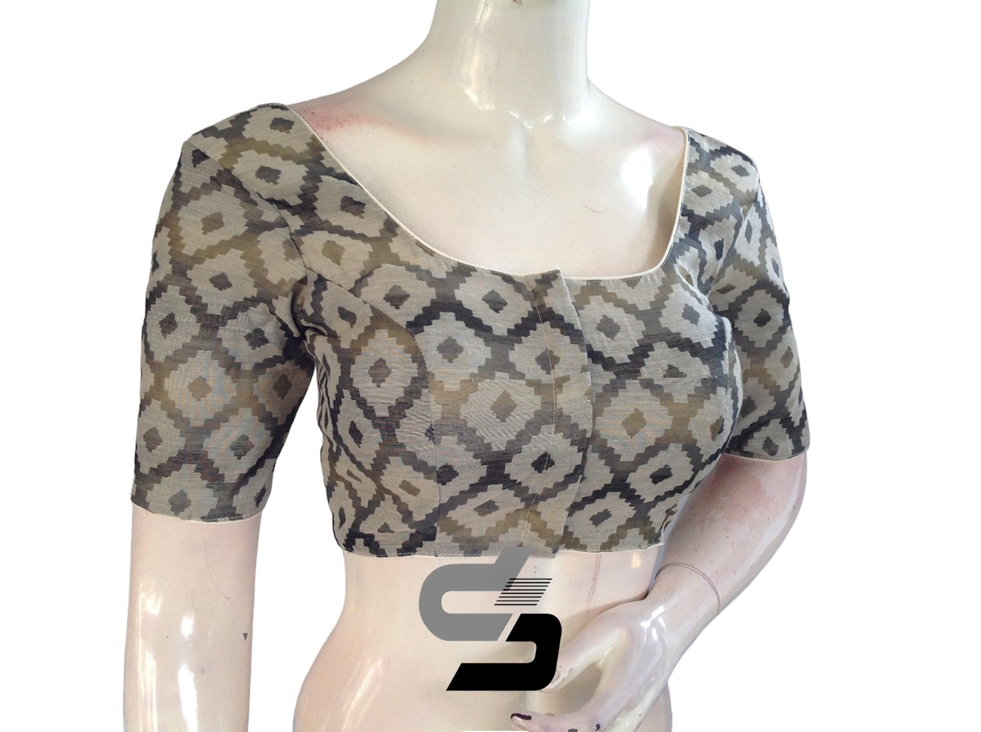 Grey Color Multi silk Readymade Blouse, Indian Saree Blouse - D3blouses