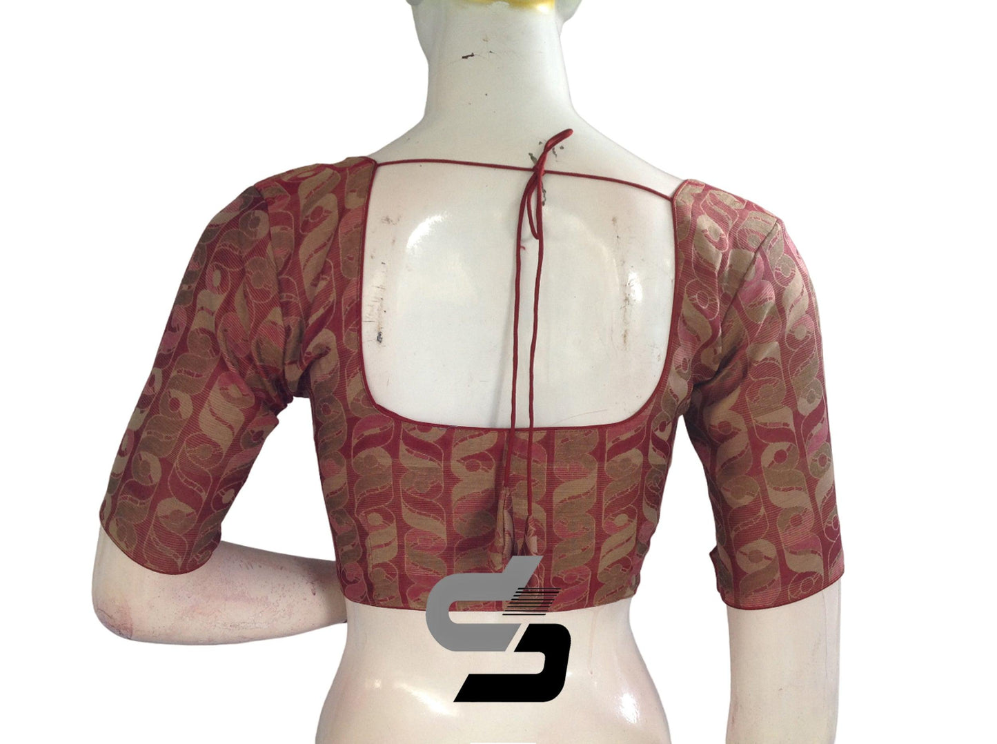 Maroon Color Multi silk Readymade Blouse, Indian Saree Blouse - D3blouses