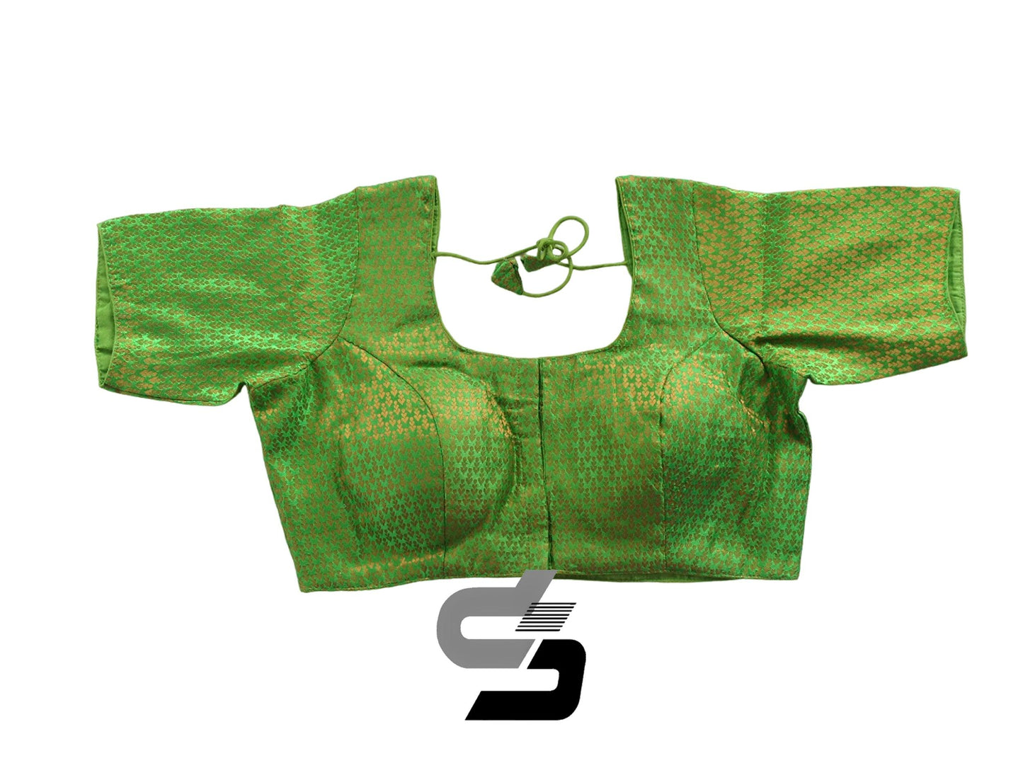 Parrot Green Color Plus Size Brocade Silk Readymade Saree Blouses, Indian Plus Size Blouse