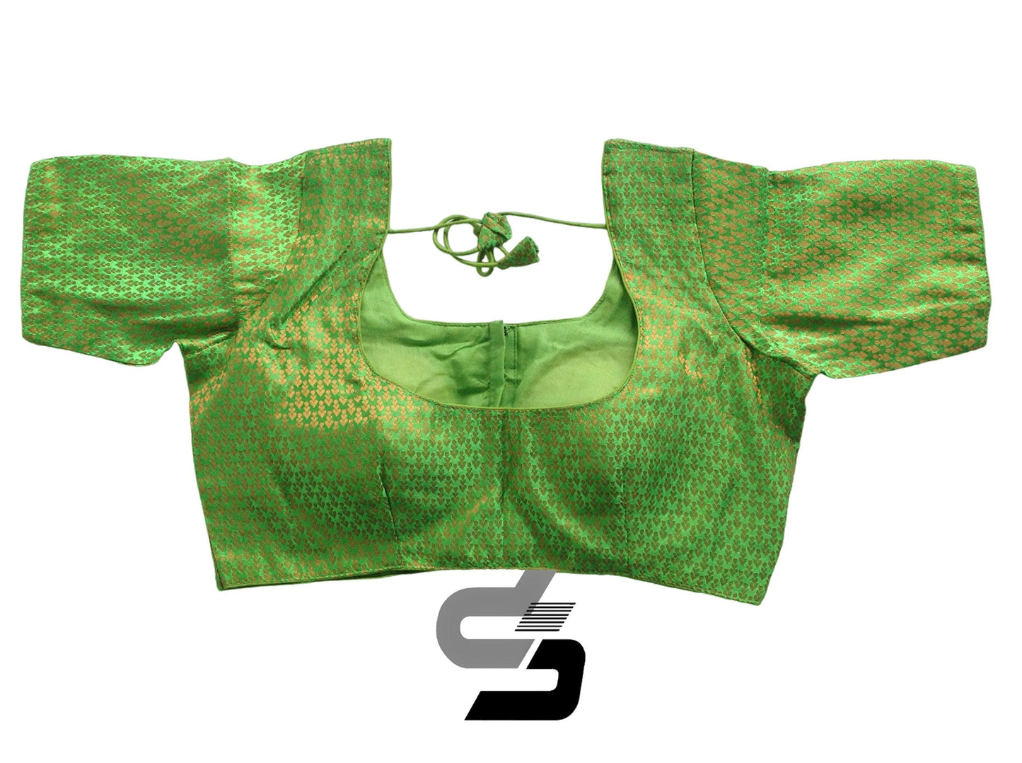 Parrot Green Color Plus Size Brocade Silk Readymade Saree Blouses, Indian Plus Size Blouse