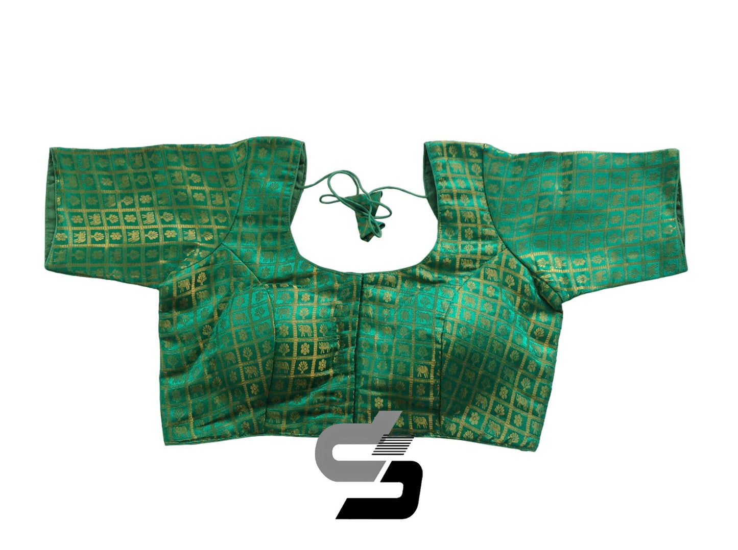 Teal Green Color Plus Size Brocade Silk Readymade Saree Blouses, Indian Plus Size Blouse