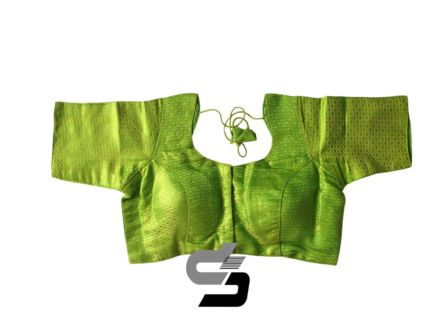 Parrot Green Color Plus Size Brocade Silk Readymade Saree Blouses, Indian Plus Size Blouse