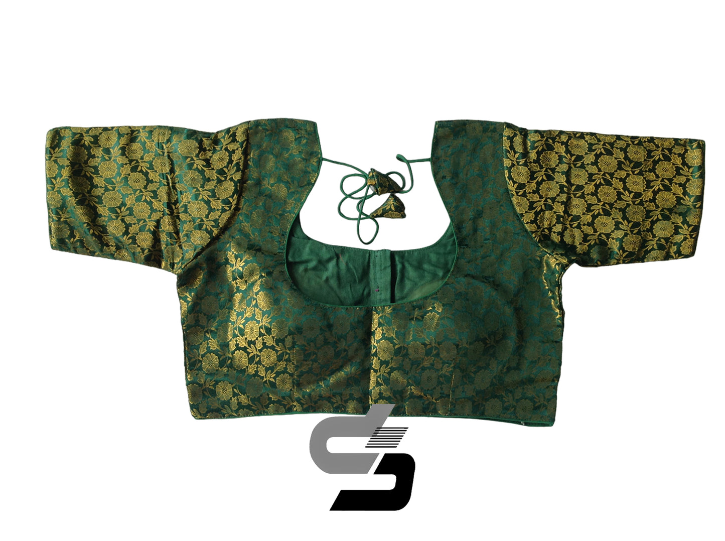 Dark Green Color Plus Size Brocade Silk Readymade Saree Blouses, Indian Plus Size Blouse