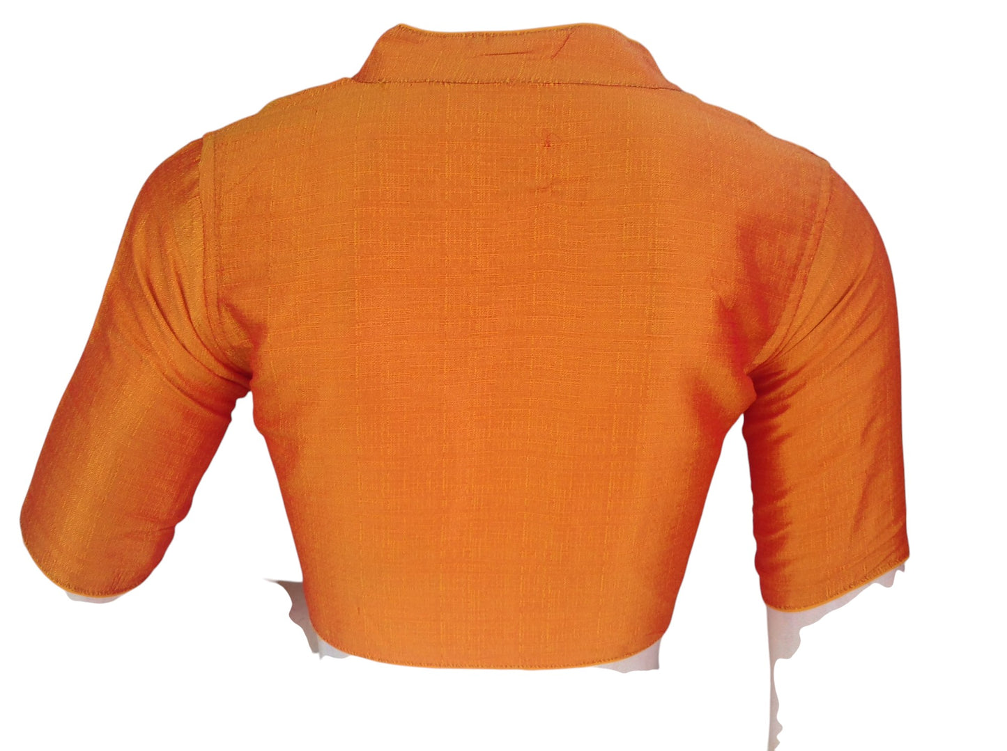 Mustard Semi Raw Silk Saree Blouse β Collar Neck, Stitched & Ready to Wear with Cotton Lining