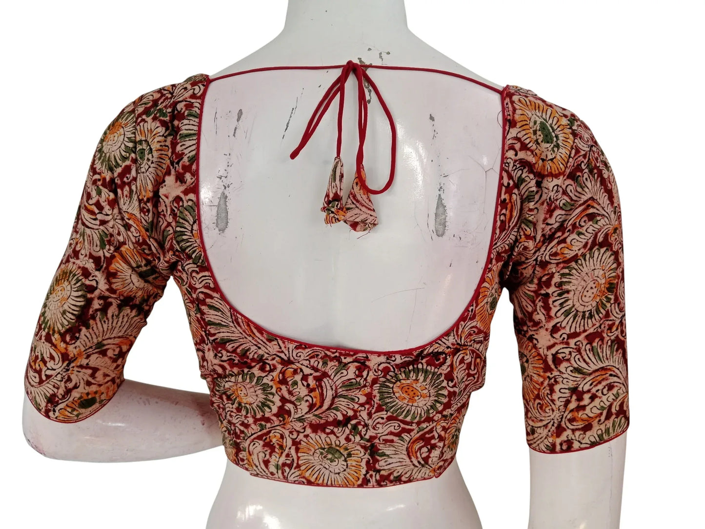 Kalamkari Cotton Ethnic Saree Blouses | Lined & Optional Removable Pads | Daily, Temple & Festive Wear - D3blouses