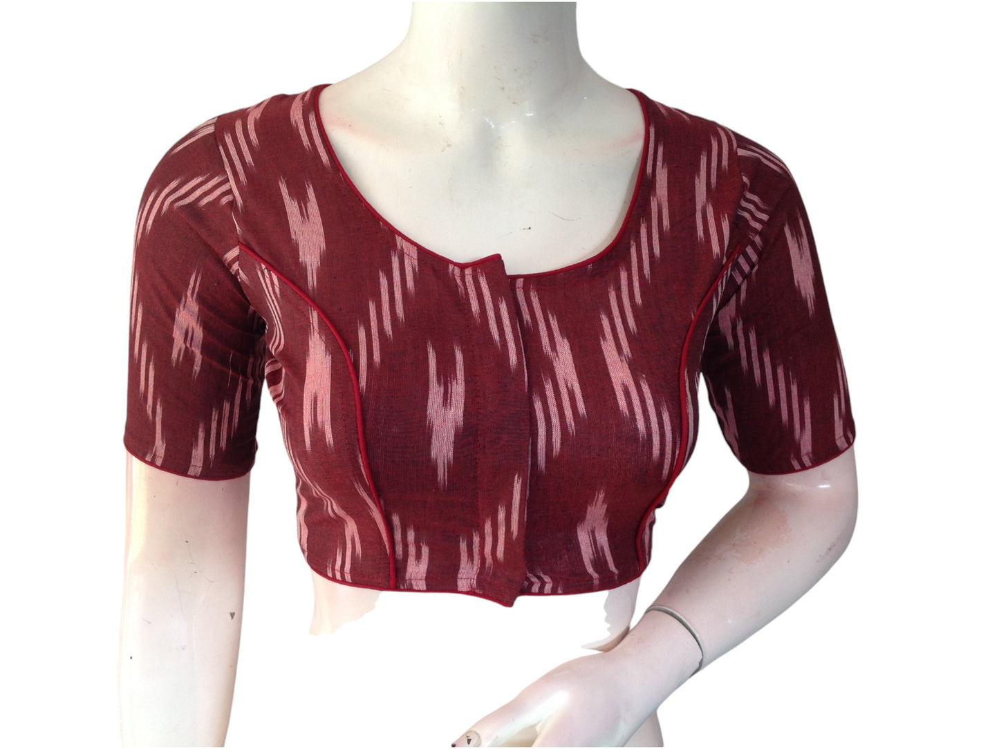 Maroon Majesty: Readymade Cotton Saree Blouse