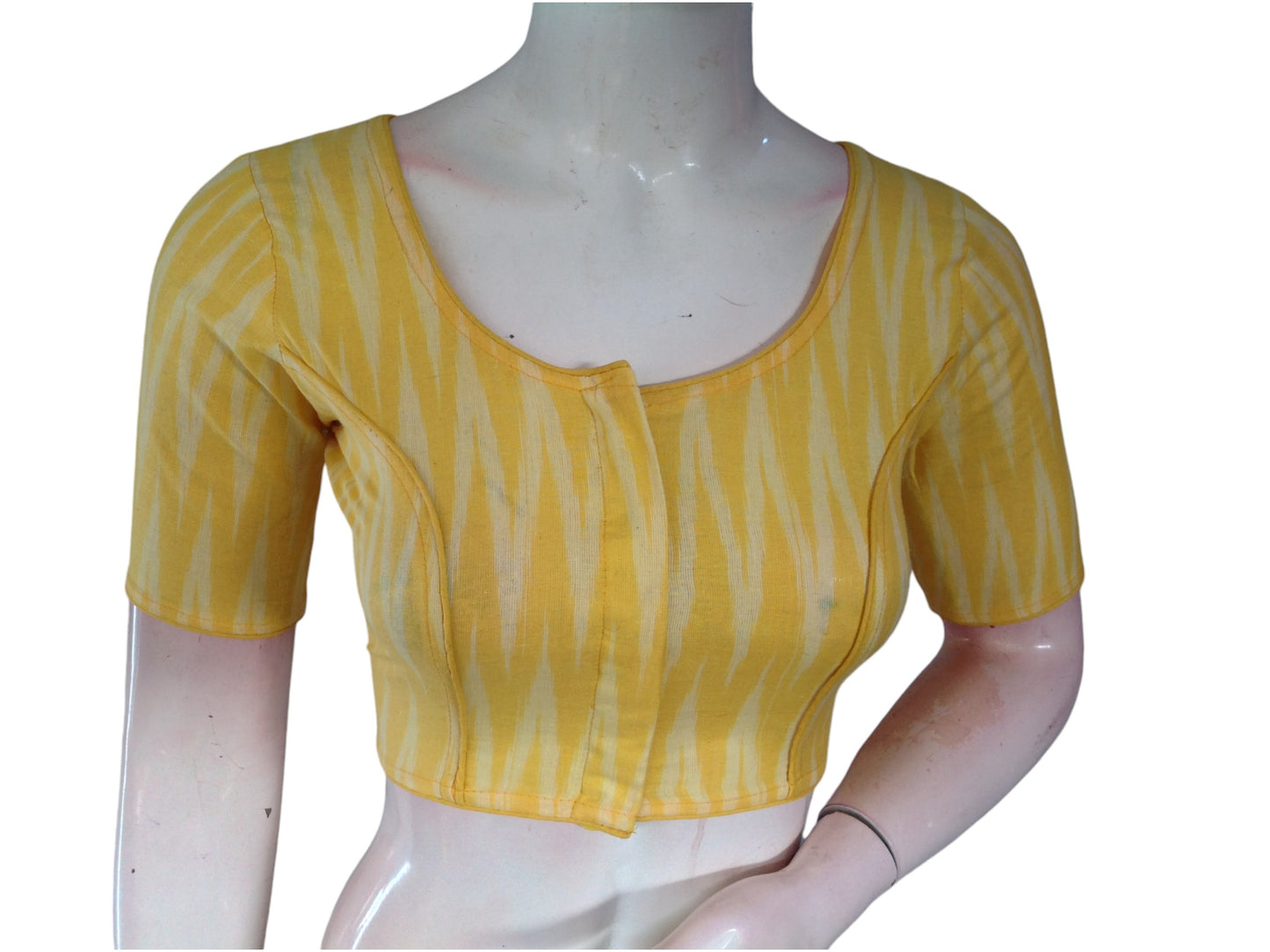 Sunny Sophistication: Readymade Yellow Cotton Saree Blouse
