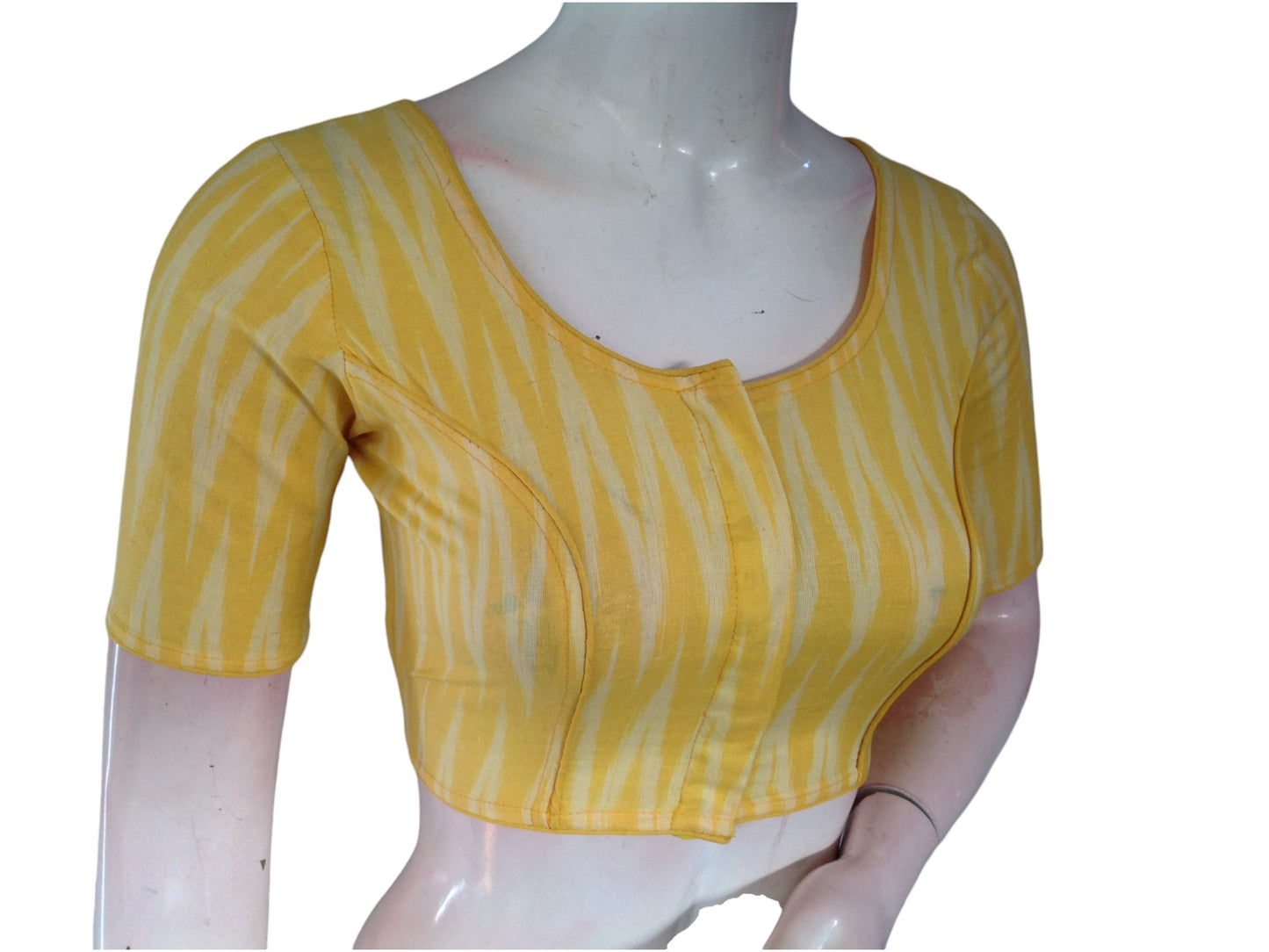 Sunny Sophistication: Readymade Yellow Cotton Saree Blouse