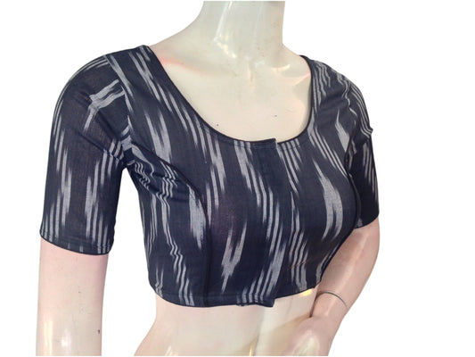 Navy Blue Bliss: Readymade Cotton Saree Blouse