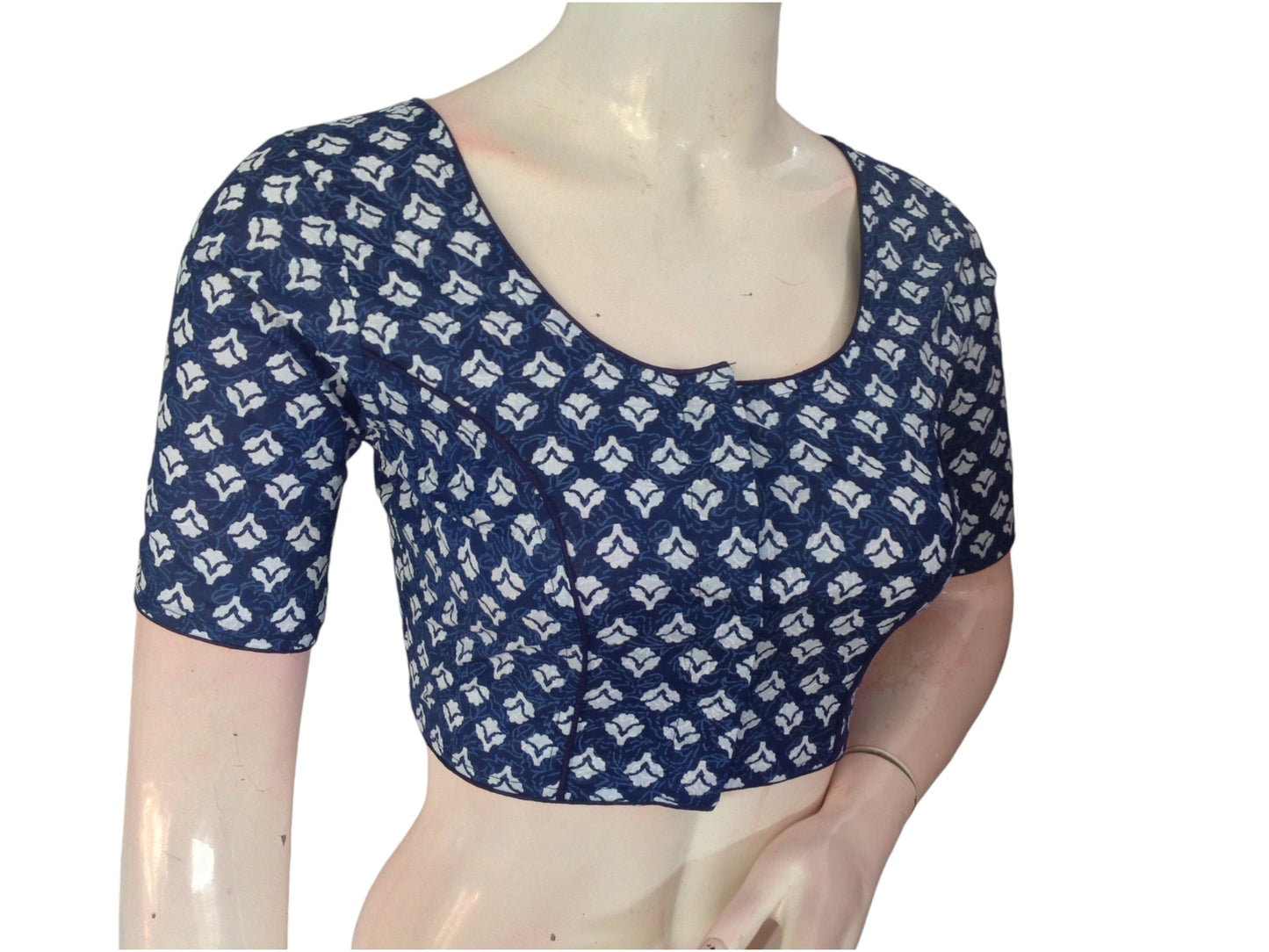 Sapphire Blue Cotton Readymade Saree Blouse: A Royal Touch