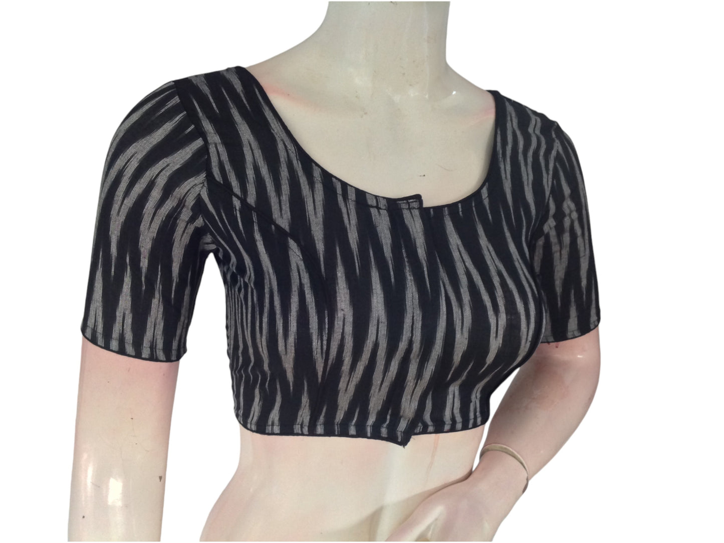 Ebony Black Cotton Readymade Saree Blouse: A Timeless Elegance