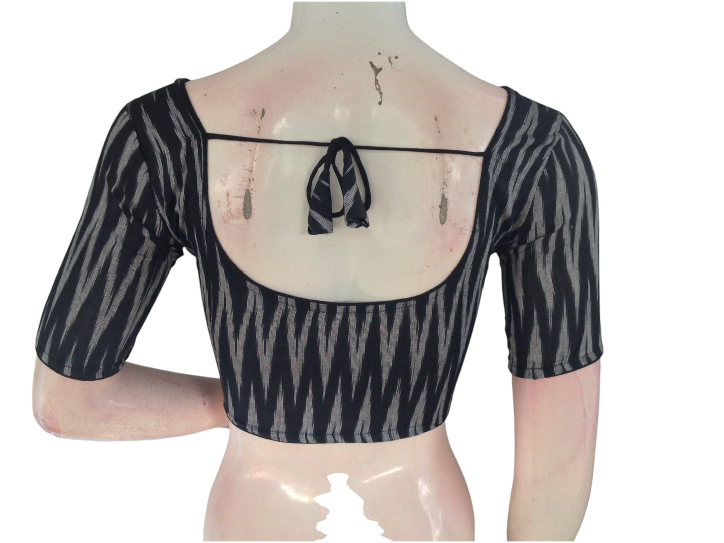 Ebony Black Cotton Readymade Saree Blouse: A Timeless Elegance