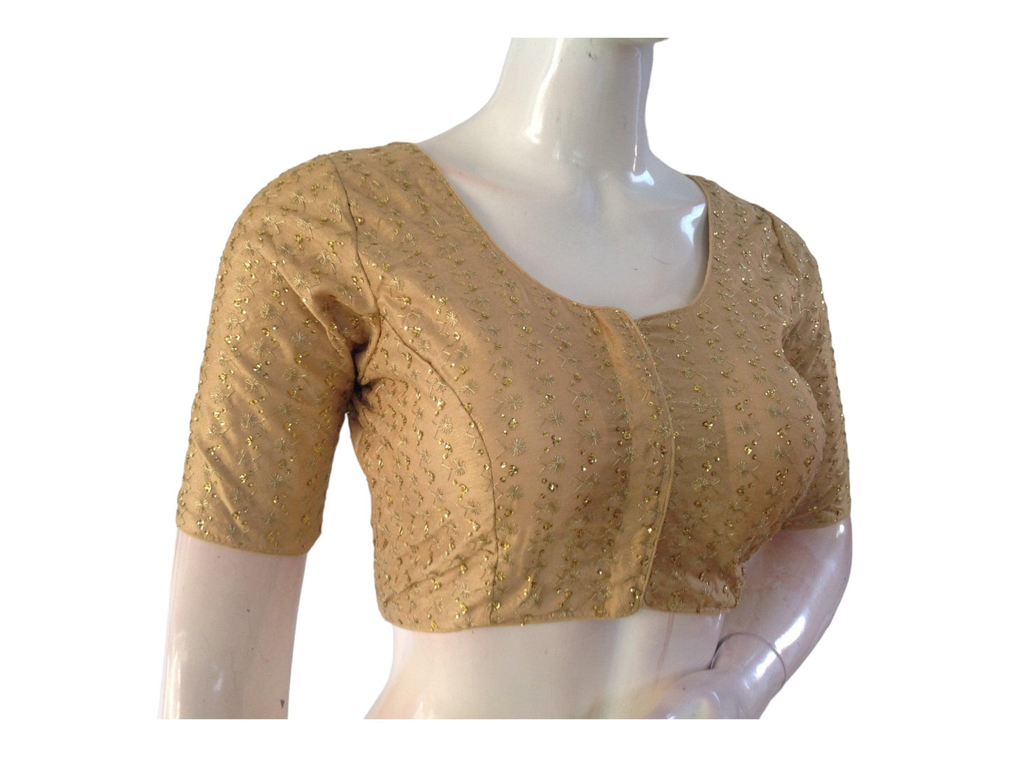 Gold Saree Blouse, Silk Saree Readymade Blouse, Indian Tissue Choli top from D3 Blouses - D3blouses