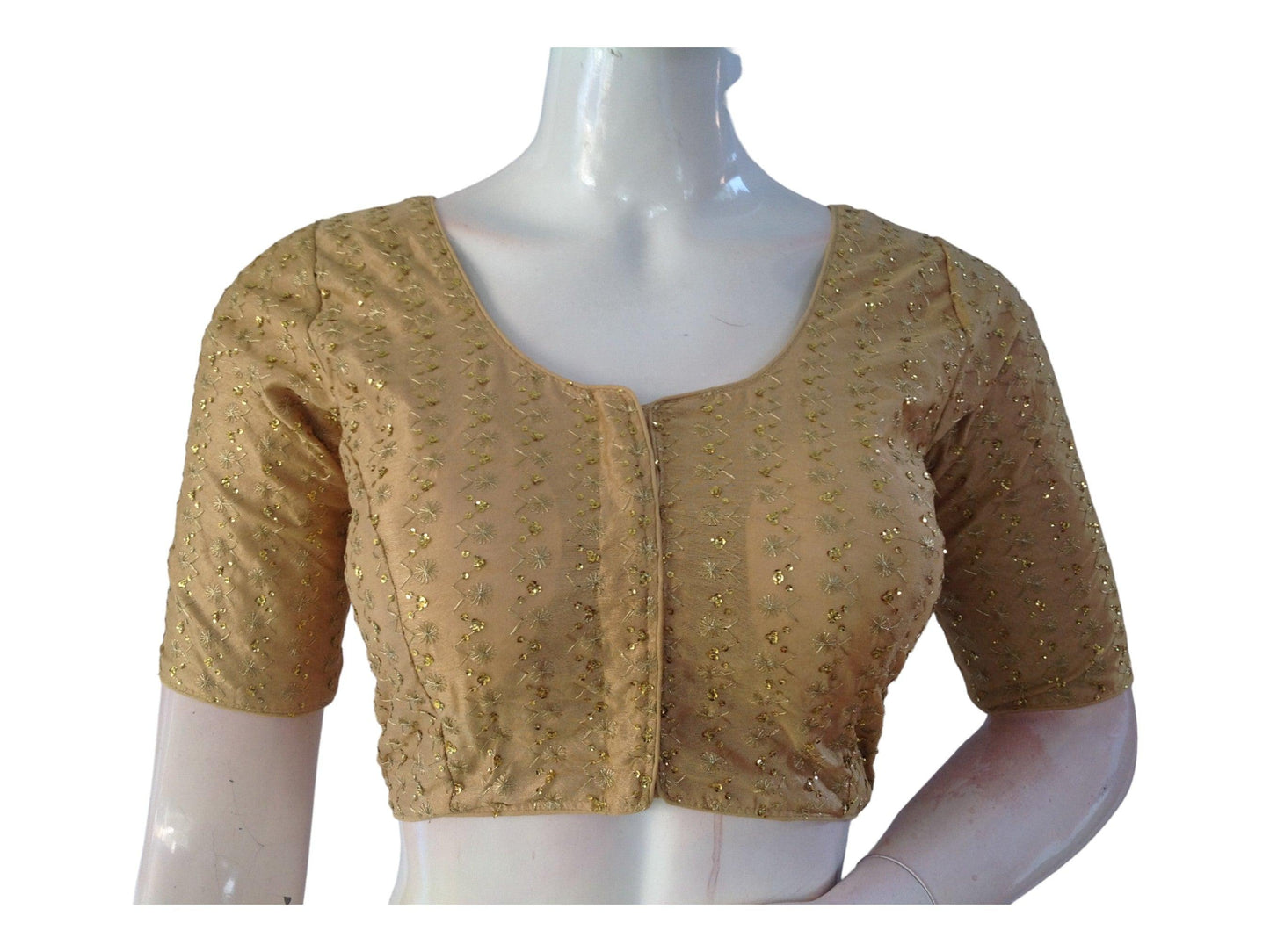 Gold Saree Blouse, Silk Saree Readymade Blouse, Indian Tissue Choli top from D3 Blouses - D3blouses