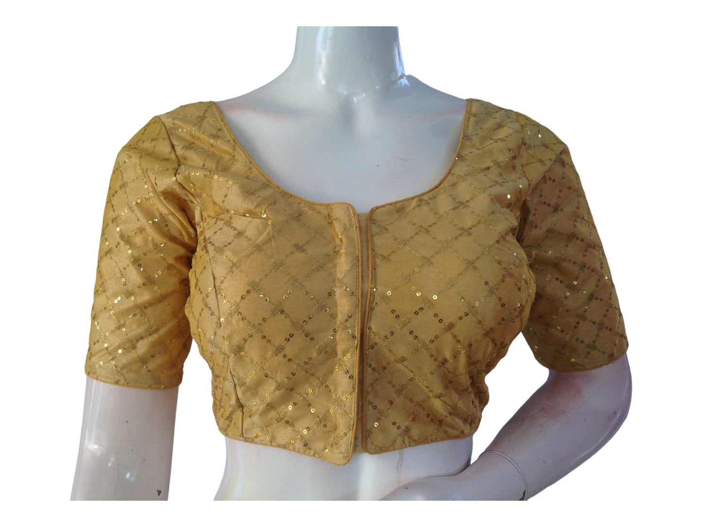 Gold Saree Blouse, Silk Saree Readymade Blouse, Indian Tissue Choli top from D3 Blouses - D3blouses