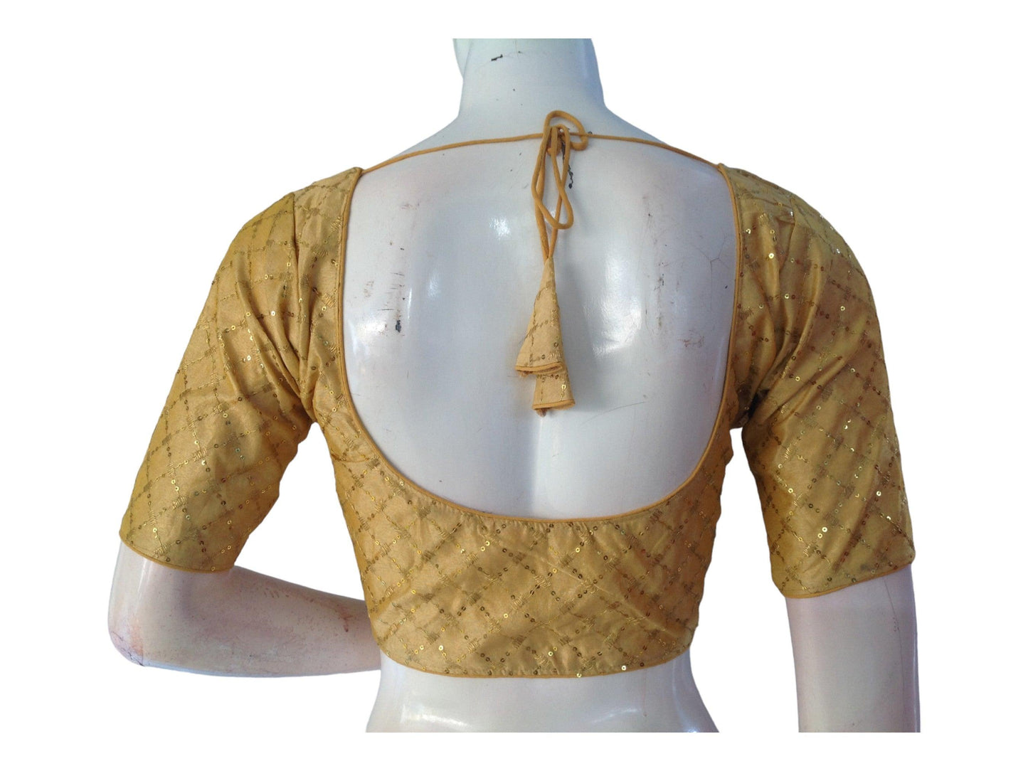 Gold Saree Blouse, Silk Saree Readymade Blouse, Indian Tissue Choli top from D3 Blouses - D3blouses