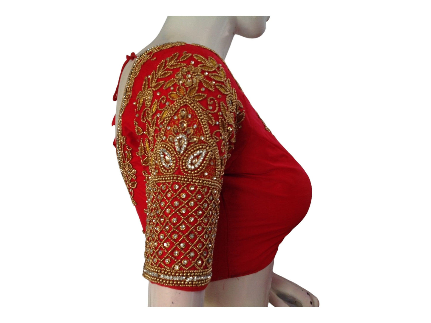 Elegant Red Bridal Handwork Saree Blouse, Shop Now!