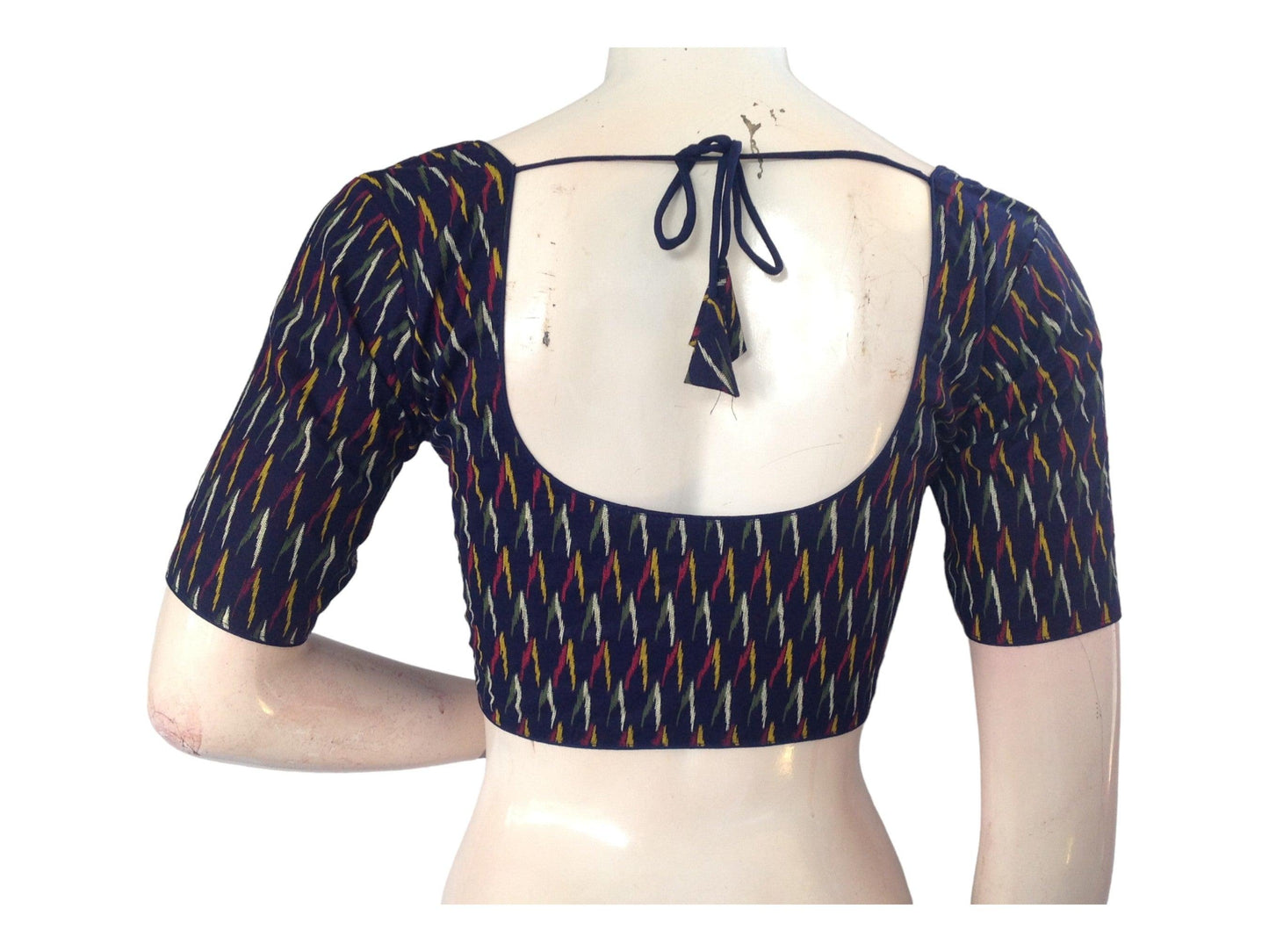 Navy Blue Saree Bouse, Cotton Readymade blouse, Trendy Indian Saree Choli top, Plus Size Blouse - D3blouses