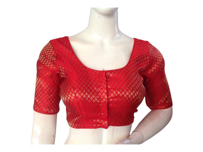 Red Saree blouse, Silk Saree Readymade Blouse, Brocade Plus Size Blouse