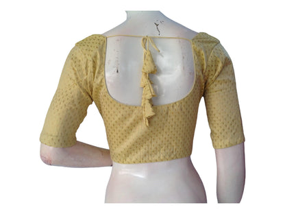 Pastel Gold Saree blouse, Silk Saree Readymade Blouse, Plus Size Brocade blouse
