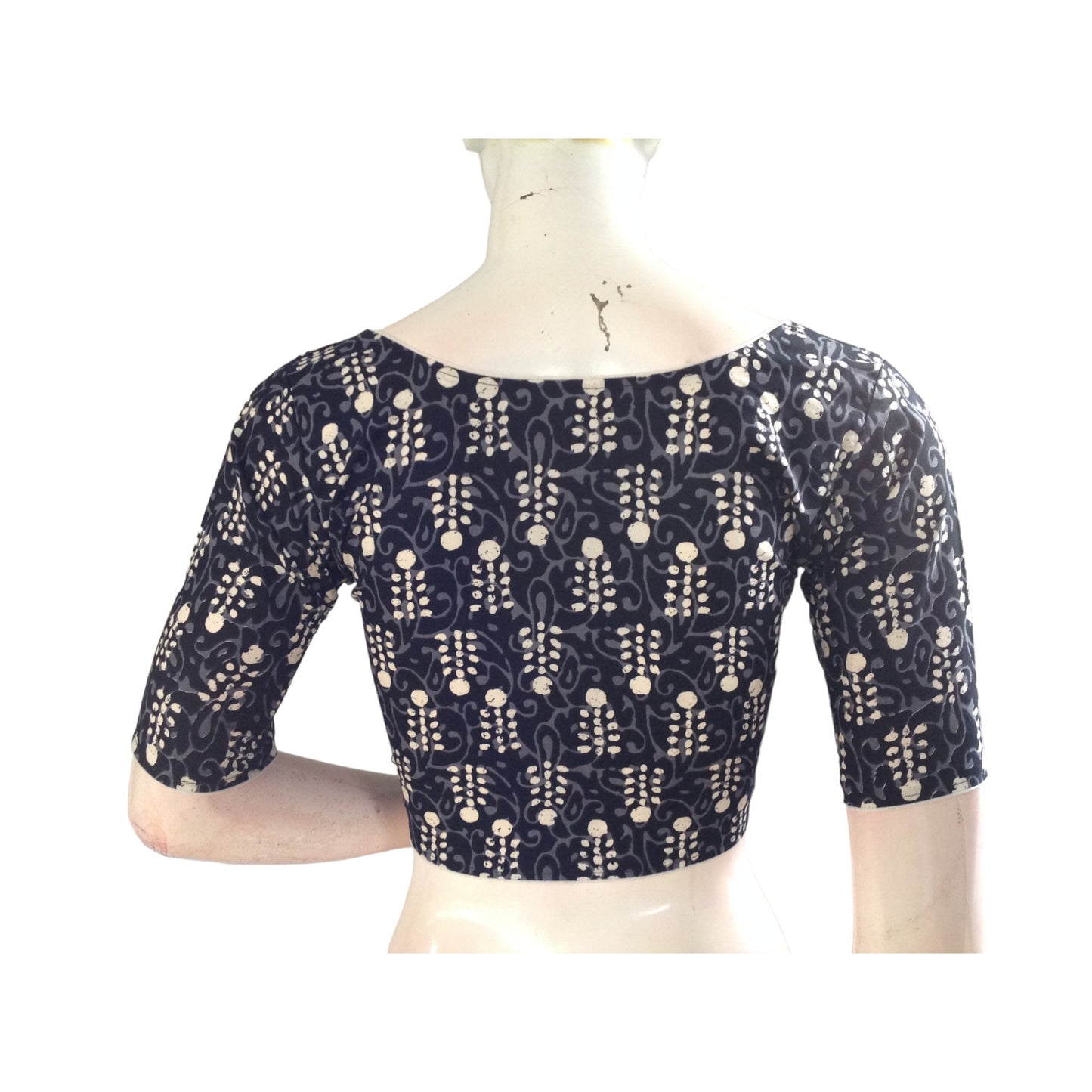 Timeless Sophistication: Black Cotton High-Neck Blouse for Sarees