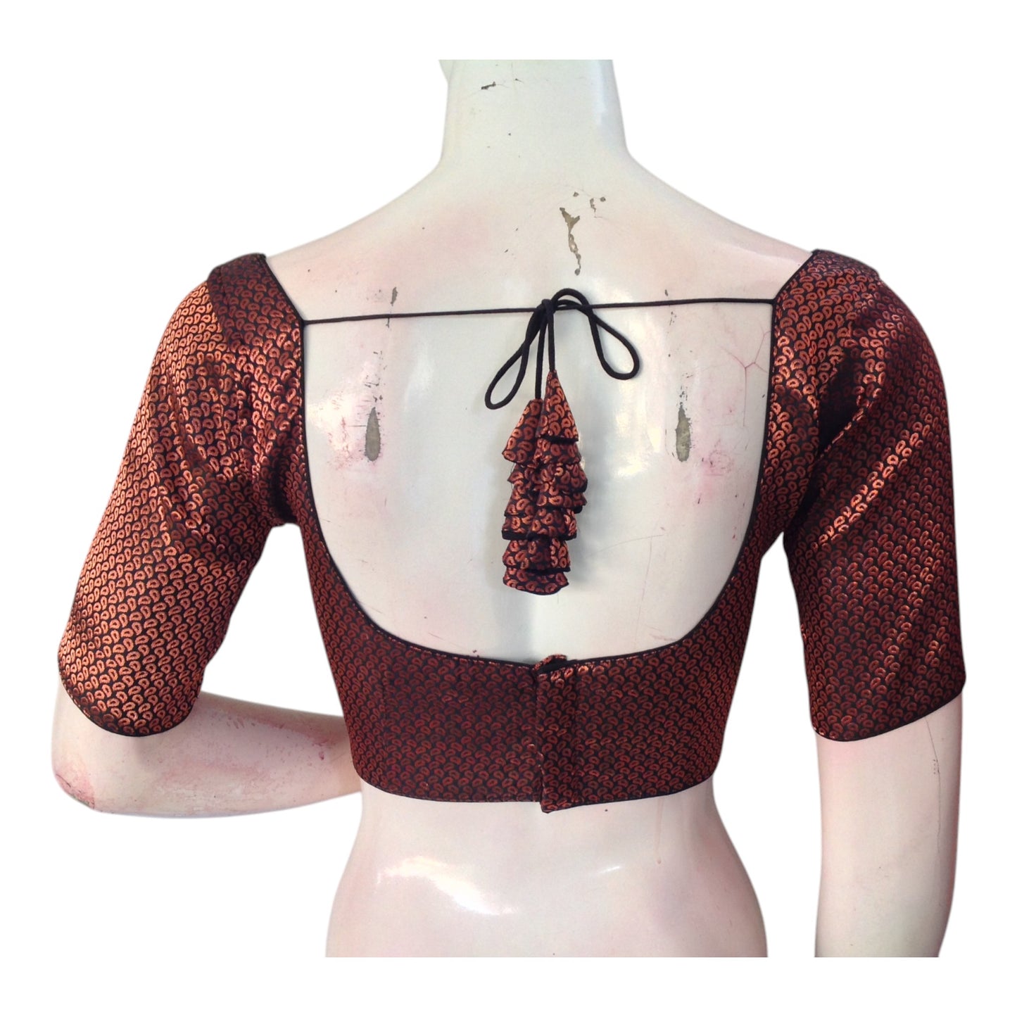 Luxurious Black & Copper Mixed Banarasi Brocade Silk Readymade Blouse