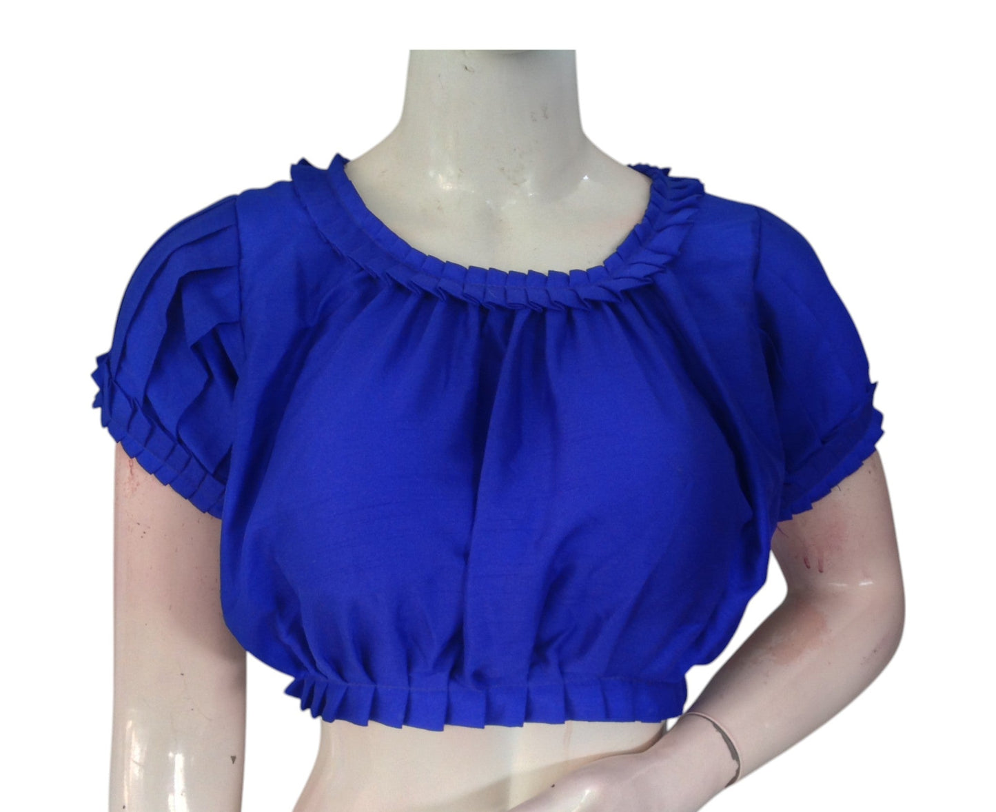 Sapphire Blue Swirl: Trendy Frill Designer Partywear Trendy Saree Blouse