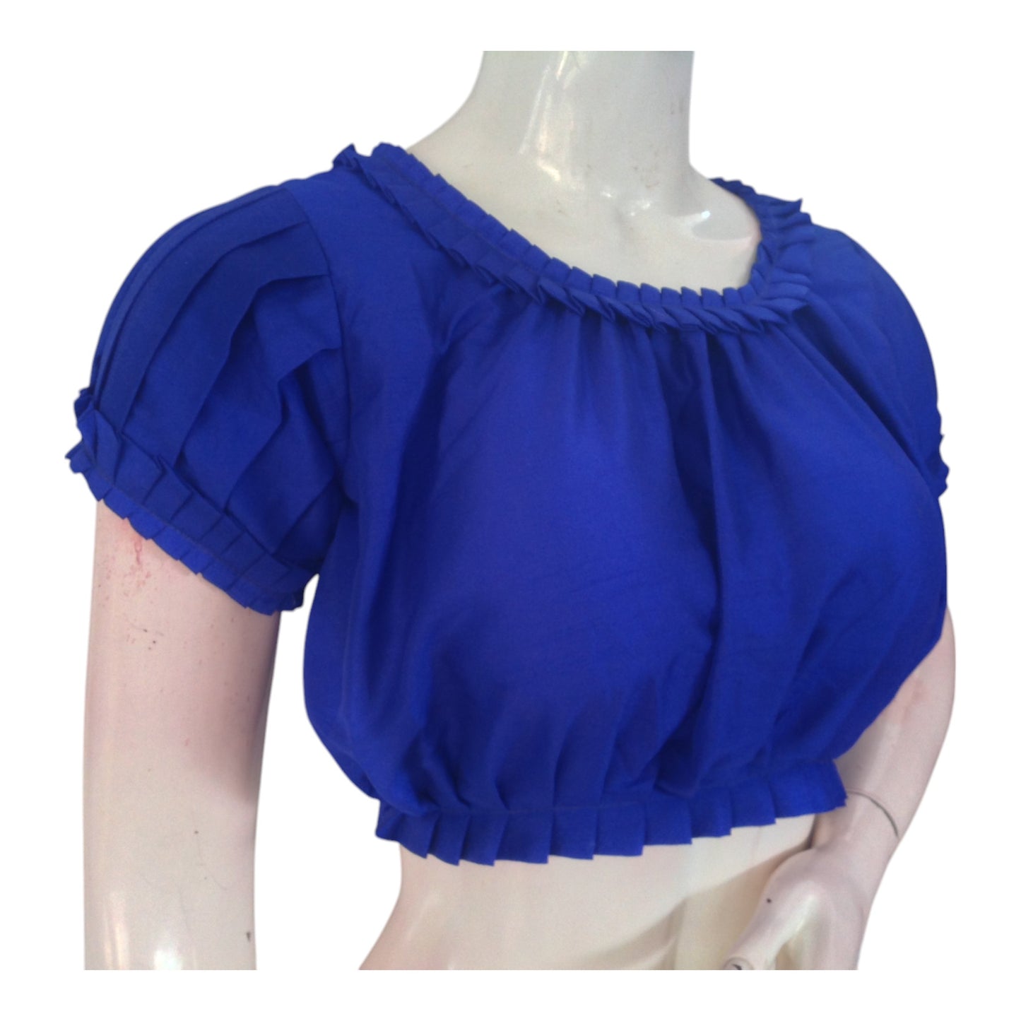 Sapphire Blue Swirl: Trendy Frill Designer Partywear Trendy Saree Blouse
