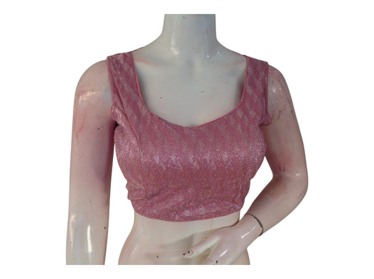 Dreamy Peach Color Sequin Ready made Blouse | Custom Designer Saree Top