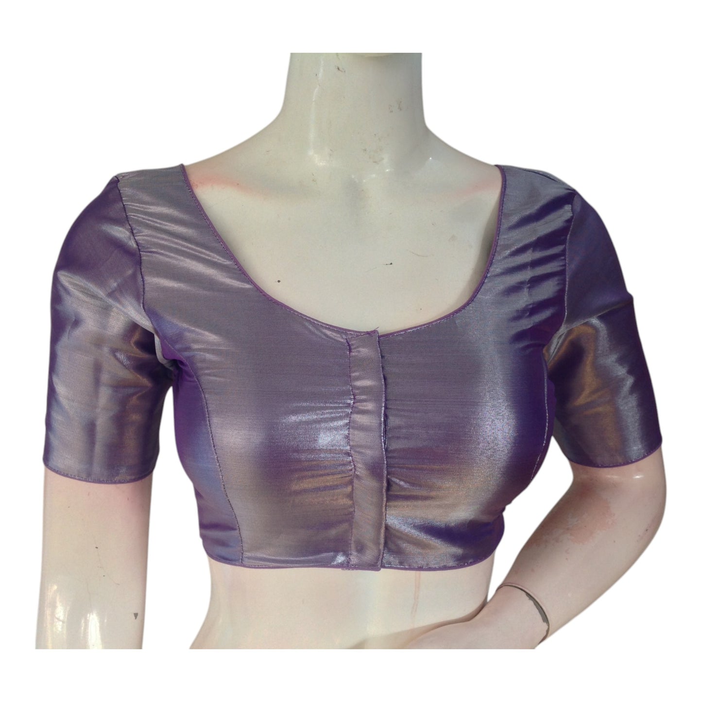 Lavender Plain Silk Blouse | Elegant Readymade Blouse | Light Purple Top