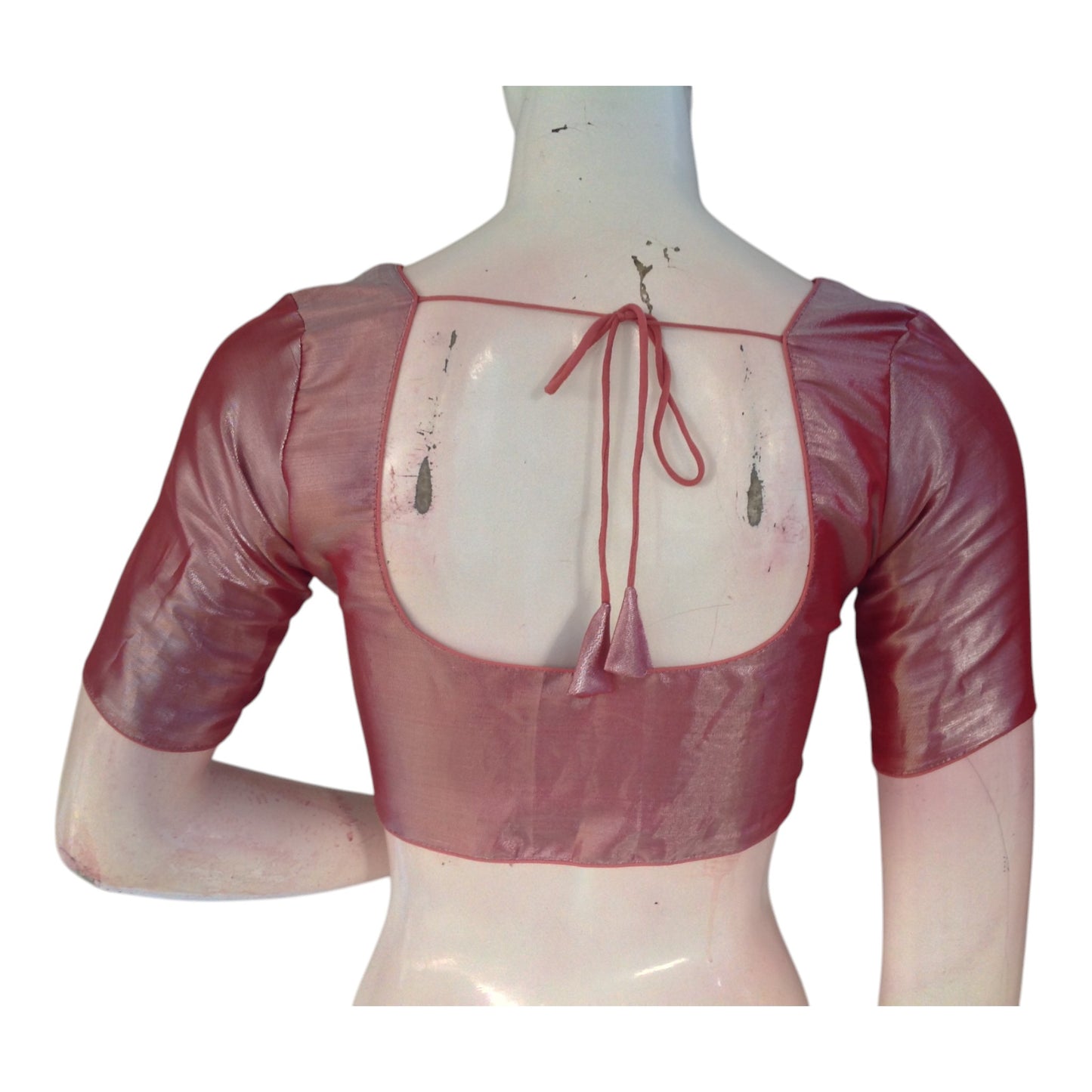 Pinkish Copper Tissue Silk Blouse - Soft Sheen Ready made Top