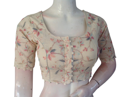 Simple Elegance: Khadi Cotton Ready made Blouse with Subtle Sequins