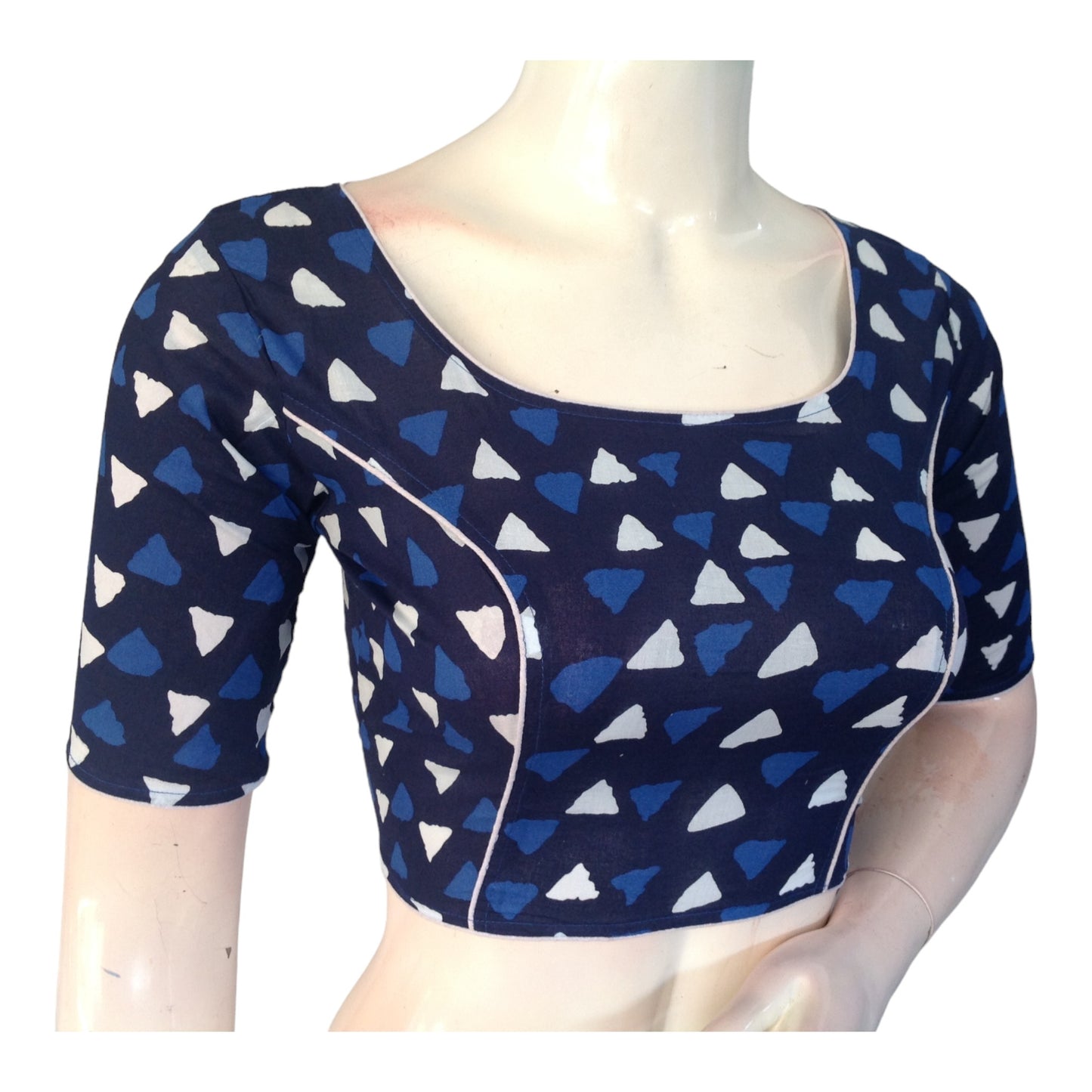 Chic Navy Blue High Neck Saree Blouse | Ready made | Modern Indian Fashion