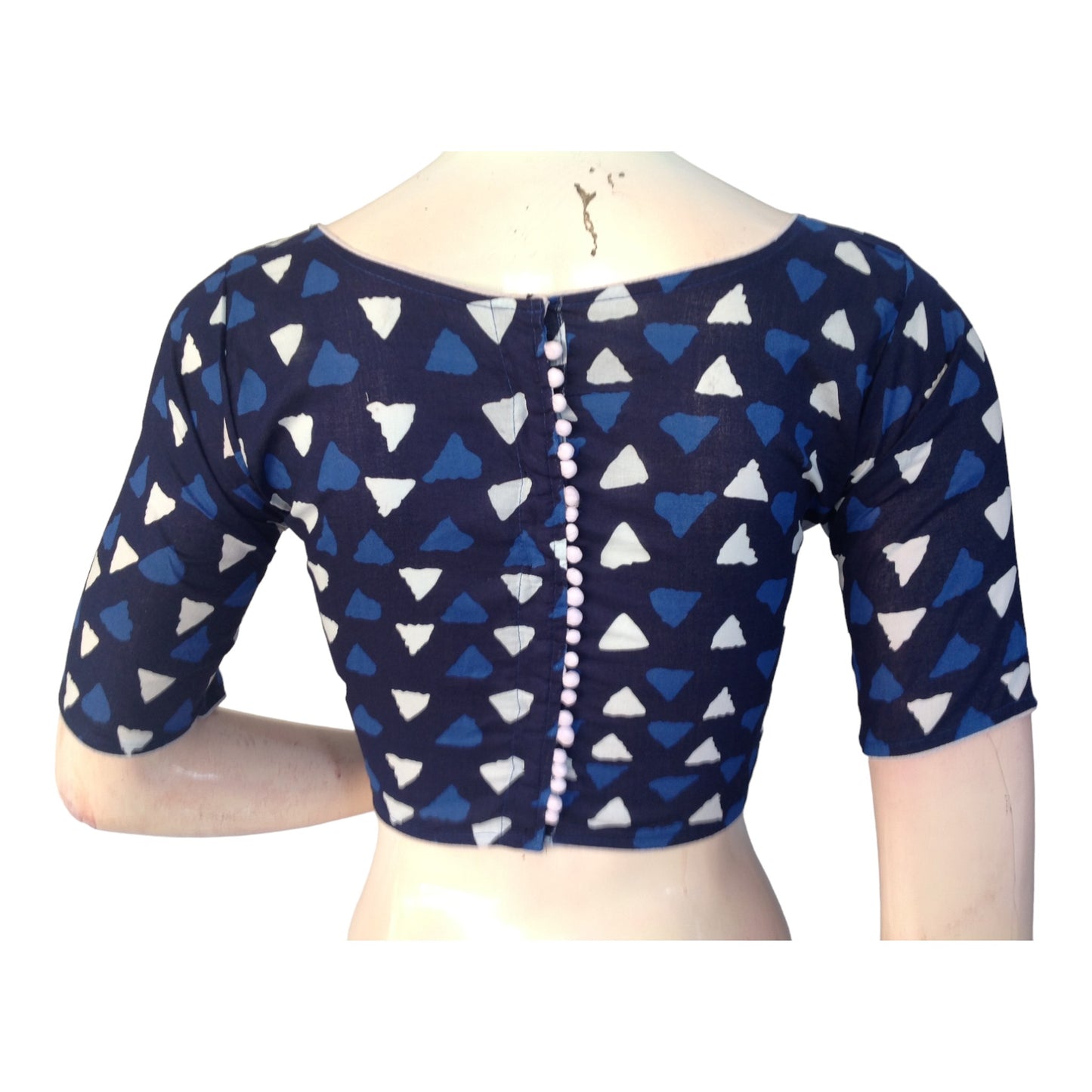 Chic Navy Blue High Neck Saree Blouse | Ready made | Modern Indian Fashion