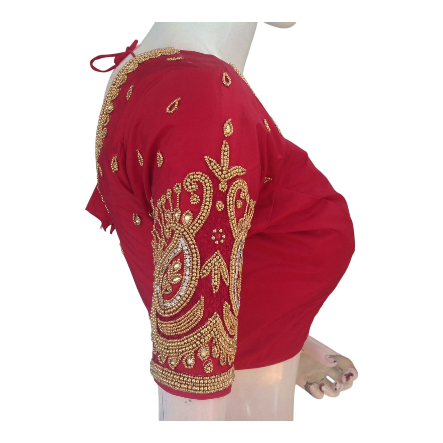 Trendy Maroon Aari Handwork Bridal Silk Saree Ready made Blouse