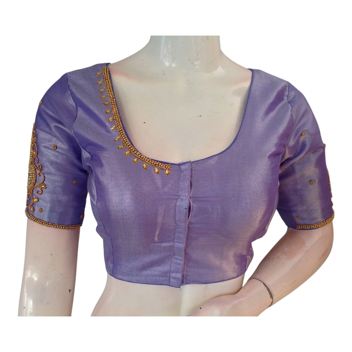 Light Lavender Tissue Silk Aari Wedding Blouse - D3 Blouses