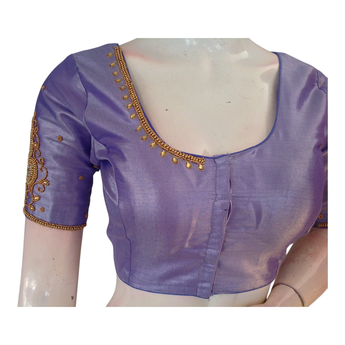 Light Lavender Tissue Silk Aari Wedding Blouse - D3 Blouses