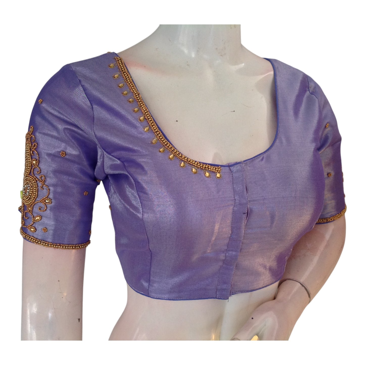 Light Lavender Tissue Silk Aari Wedding Blouse - D3 Blouses