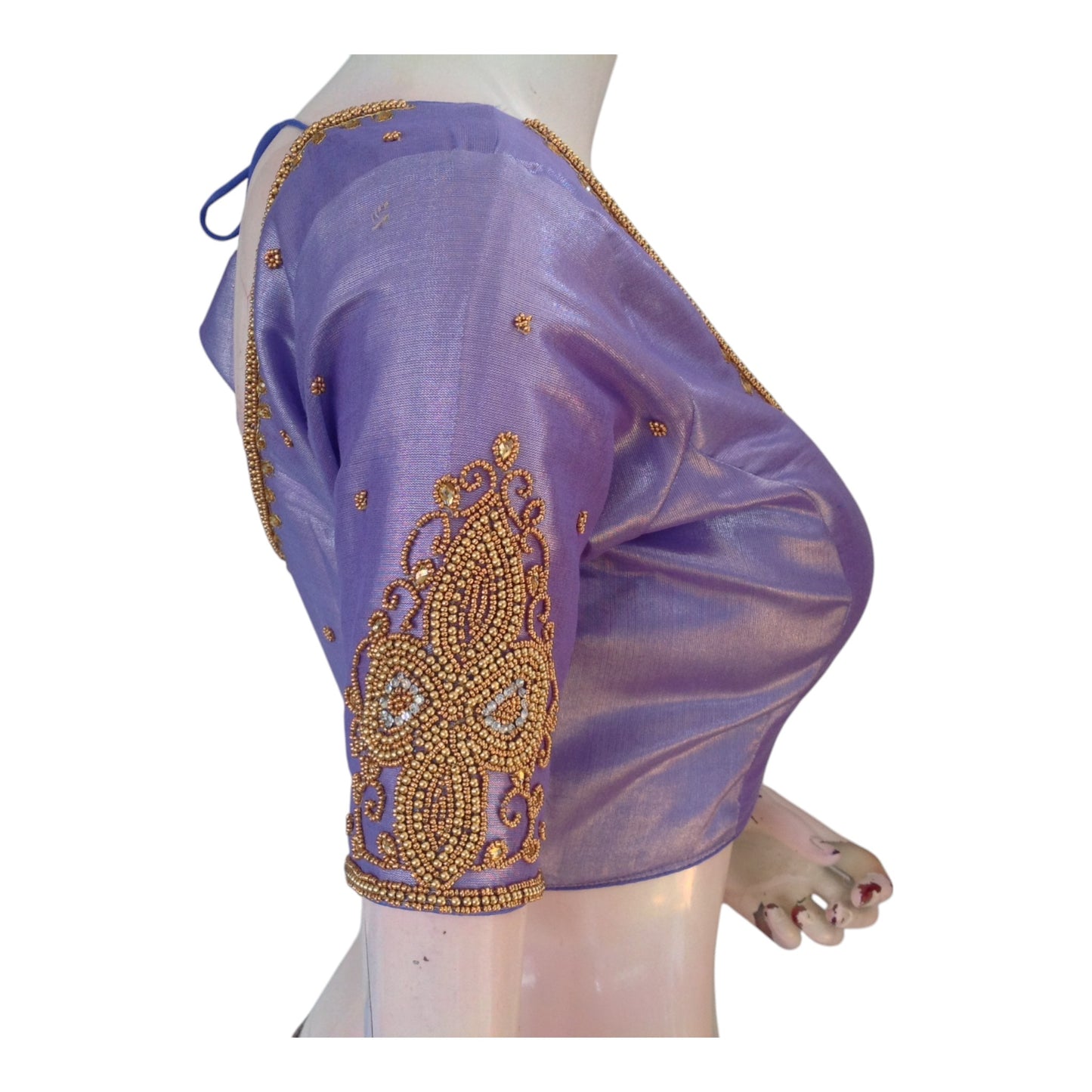 Light Lavender Tissue Silk Aari Wedding Blouse - D3 Blouses