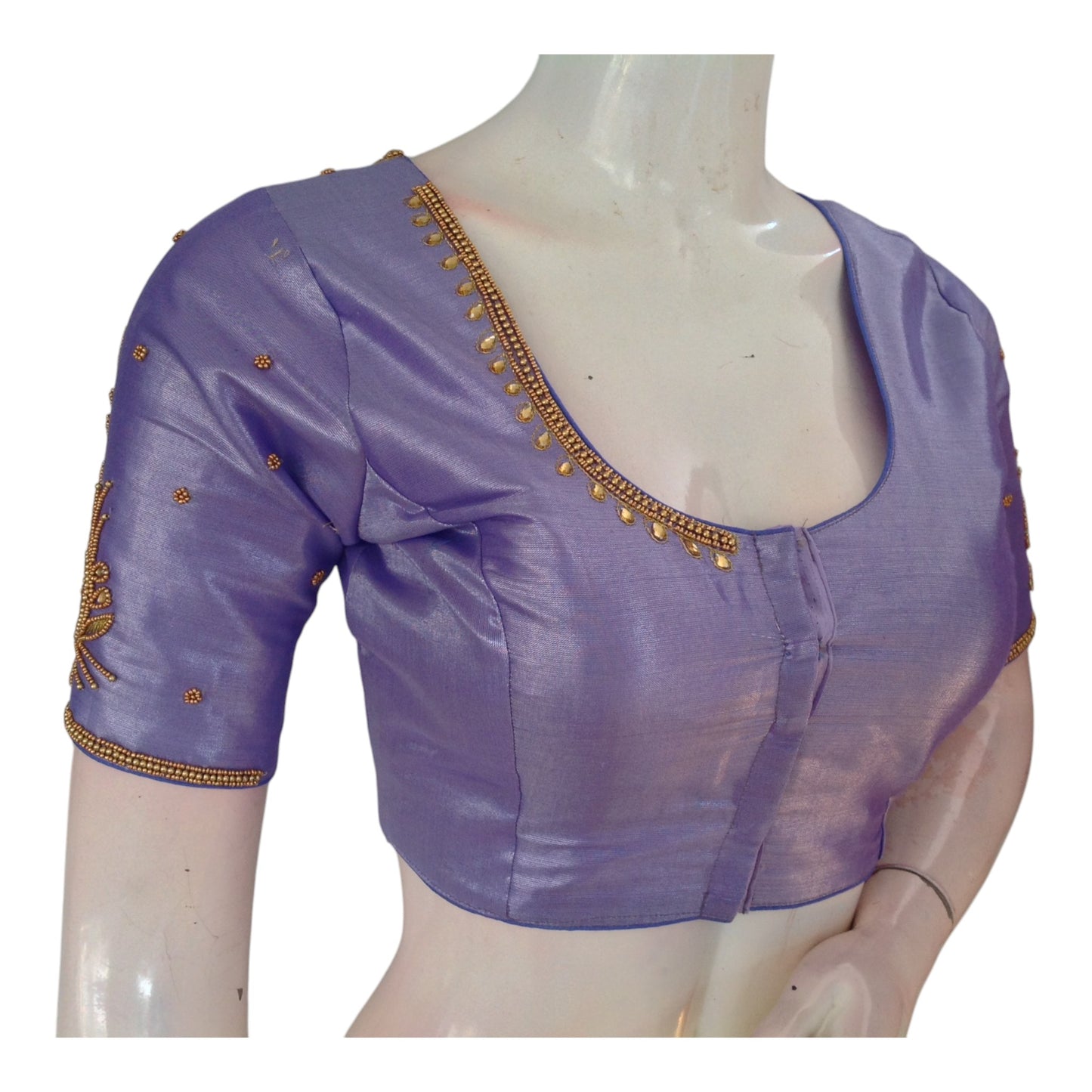 Premium Light Lavender Aari Work Wedding Silk Blouse - D3 Blouses