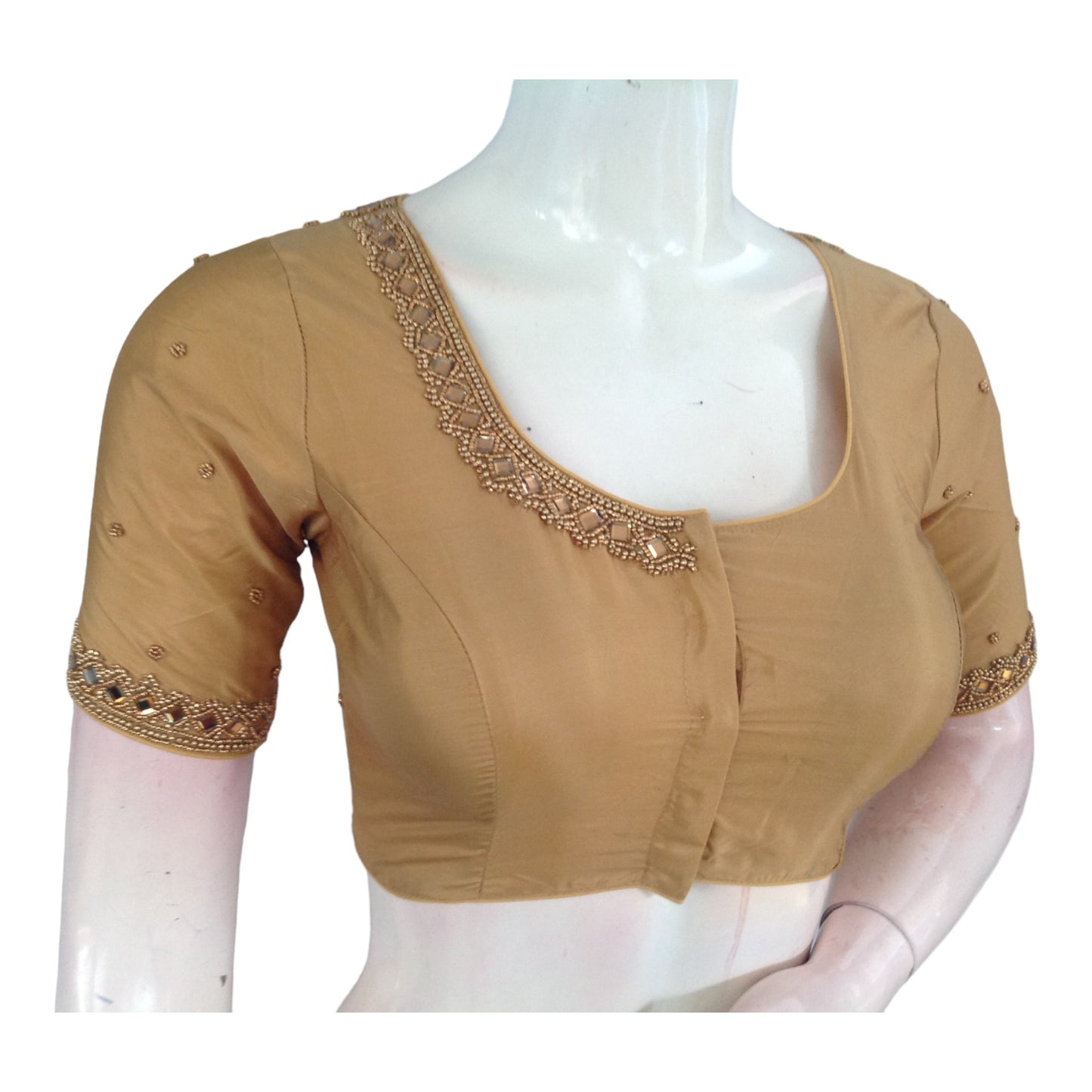 Festive Radiance: Metallic Gold Wedding Saree Blouses for Celebrations