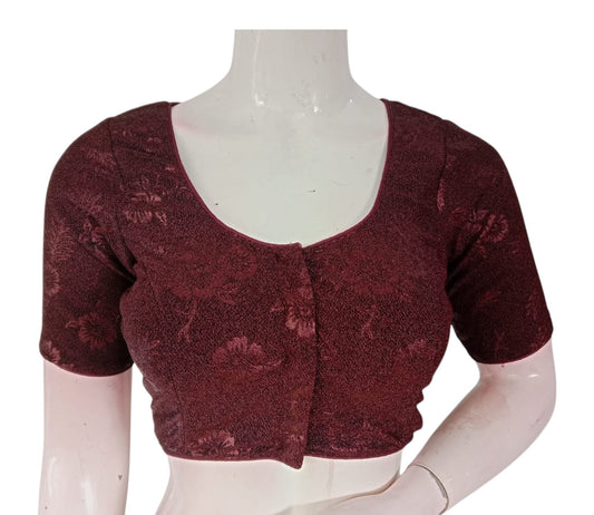 Stunning Dark Purple Color Trendy Designer Readymade Saree Blouse