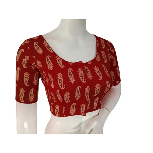 A Classic Choice : Maroon Cotton Readymade Saree Blouse - D3blouses