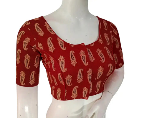 A Classic Choice : Maroon Cotton Readymade Saree Blouse - D3blouses