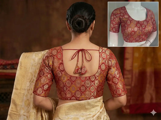 Banarasi Brocade Art Silk Readymade Blouse - Assorted Festive Colors (Princess Cut) Readymade Blouse