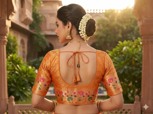 Banarasi Brocade Silk Puff Sleeve Saree Blouse |Ready to Wear|Wedding & Festive Readymade Blouse