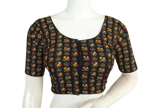 Black Color Cotton Printed Readymade Blouse From D3 Blouses - D3blouses